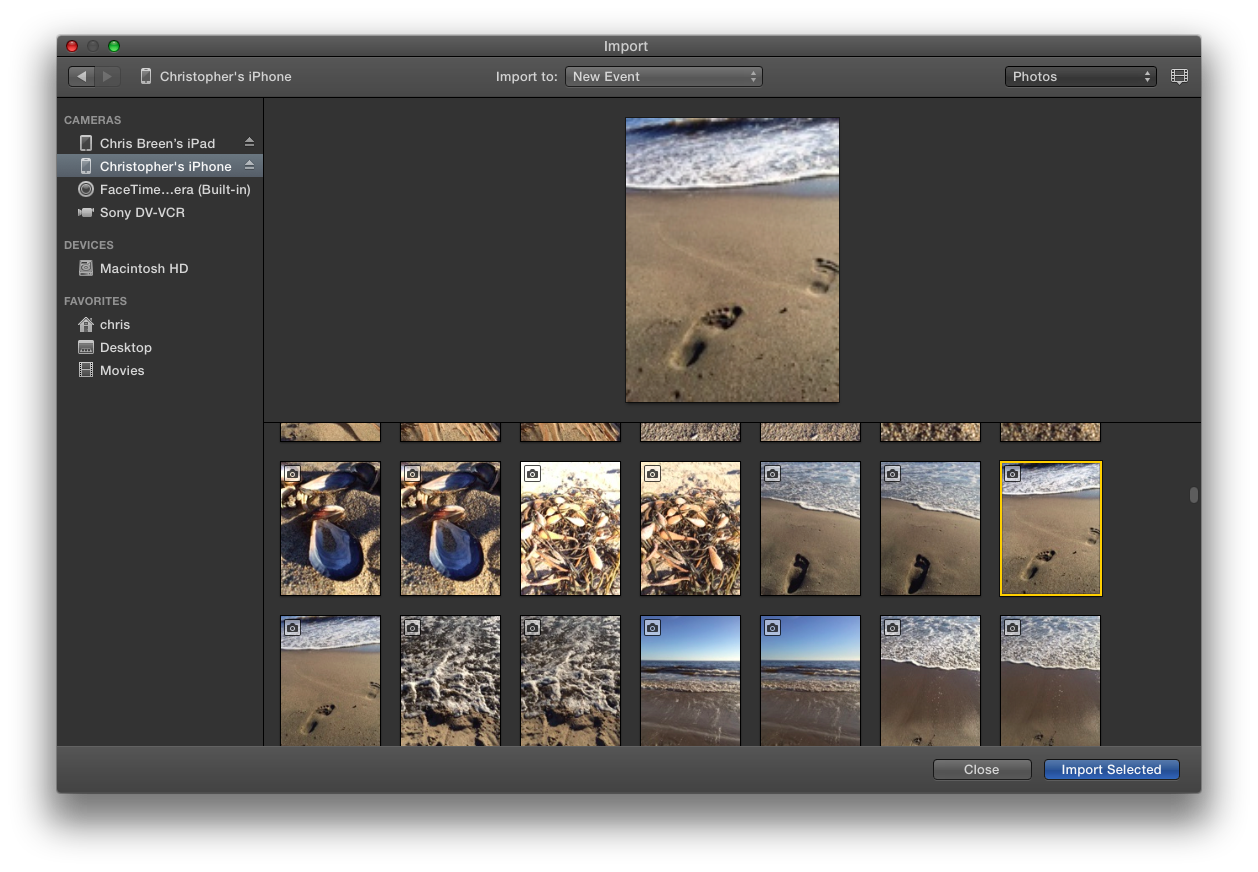 import photos from preview mac os x