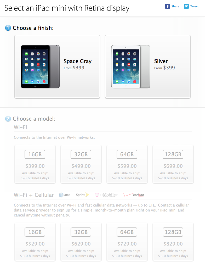 Apple stealthily begins taking orders for iPad mini with Retina display