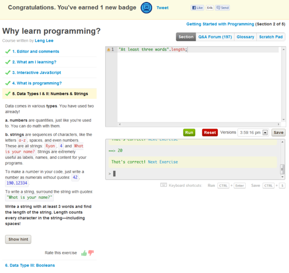 Codecademy screenshot
