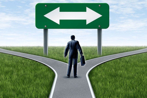 decision person at crossroads