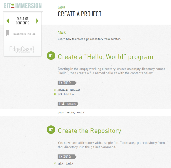 Git Immersion screenshot