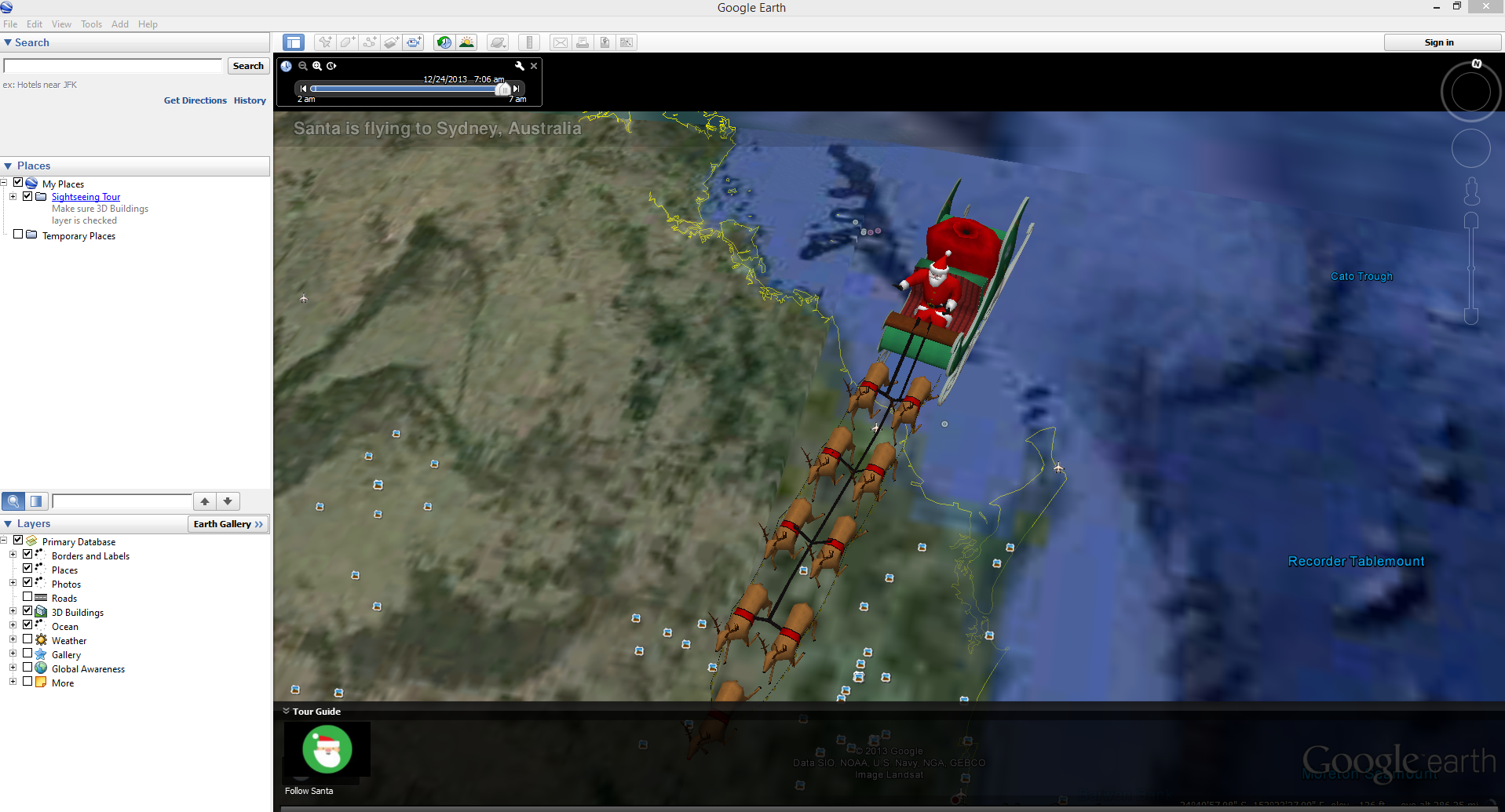 how to get santa tracker on google earth