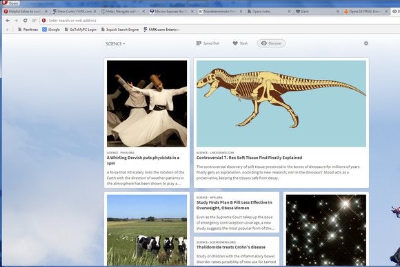 Opera 18 screenshot Discover feature