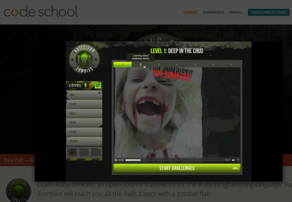 Rails for Zombies video screenshot