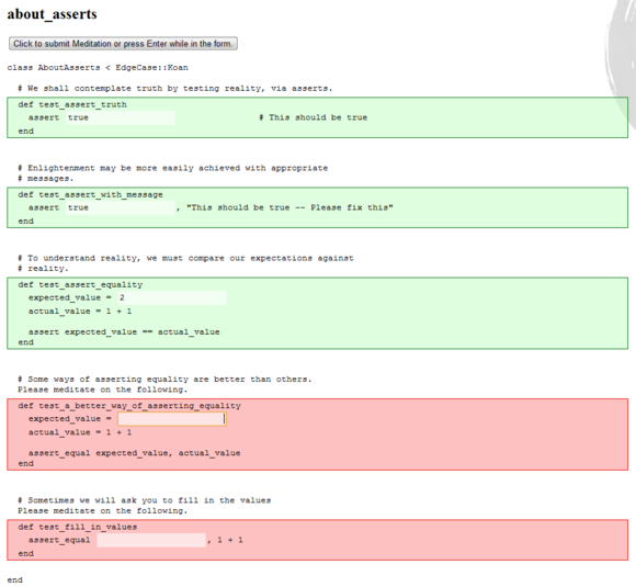 Ruby Koans screenshot
