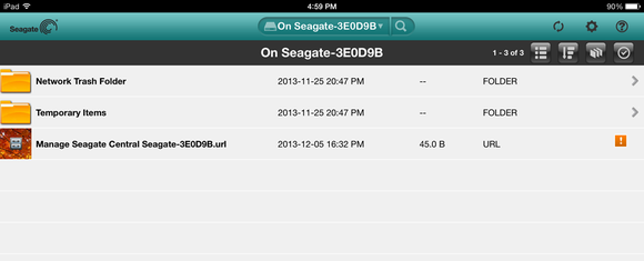 Seagate Media iPad app