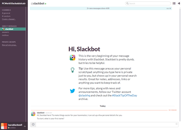slack welcome slackbot