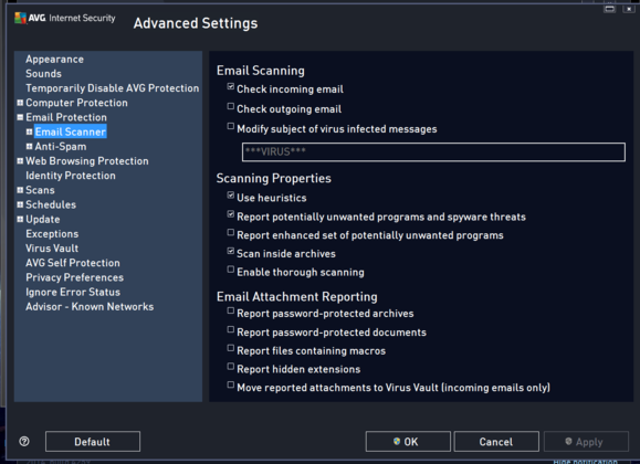avg settings