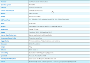 intel tablet specs