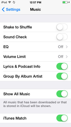 itunes match settings