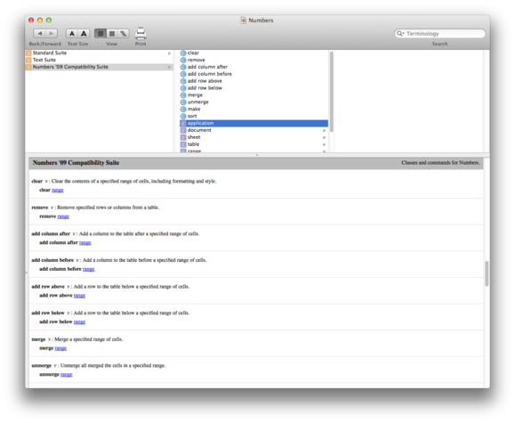 numbers applescript dictionary
