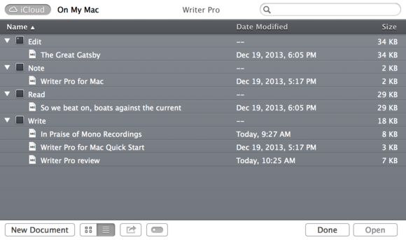 write pro icloud dialog