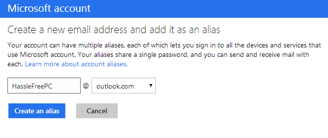 Outlook Alias Address