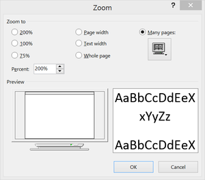 microsoft word zoom menu