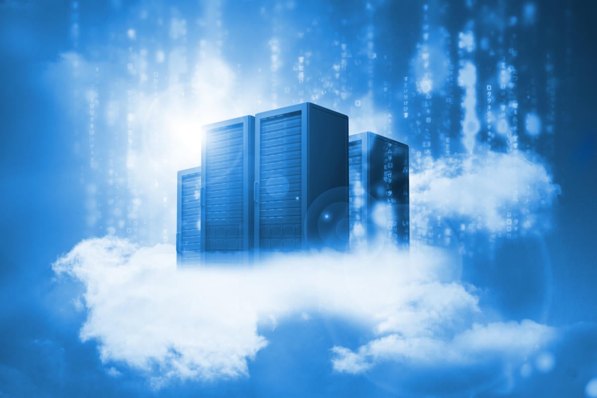 Data Servers resting on clouds in blue 172588046