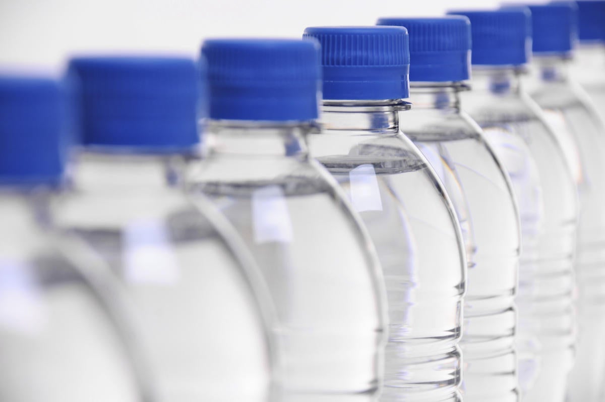 Water bottle lids blurred 178385003