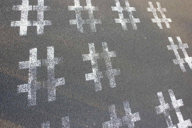 Hashtag chalk marks