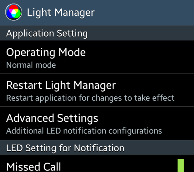 app settings