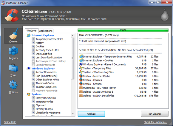 ccleaner free up disk space nvidia install files
