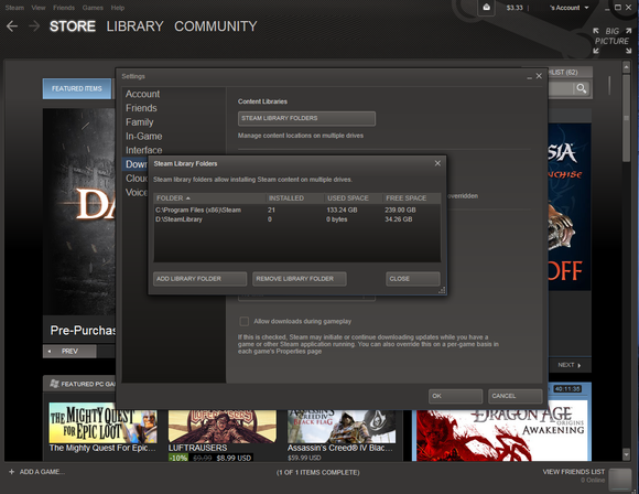 choose steam library folder