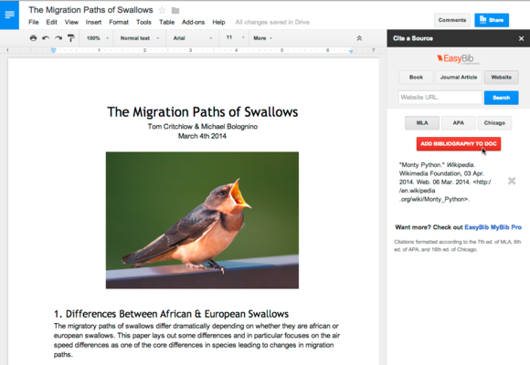 google docs plugin bibliography