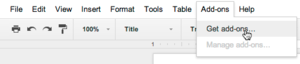 google docs plugin menu