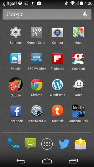 home screen