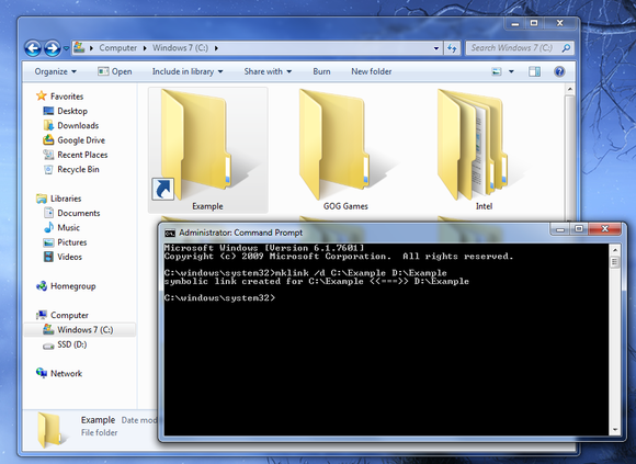 move folder to ssd and create symbolic link on windows