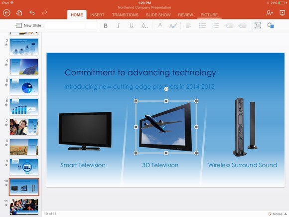office for ipad powerpoint resize
