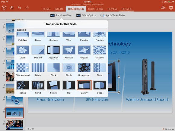 office for ipad powerpoint transitions