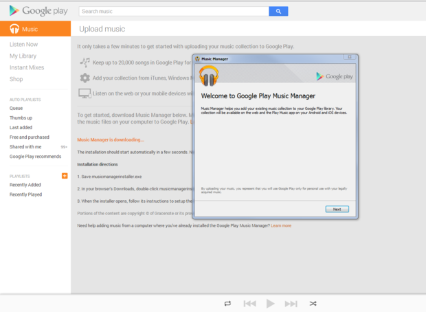 google play music manager download pc