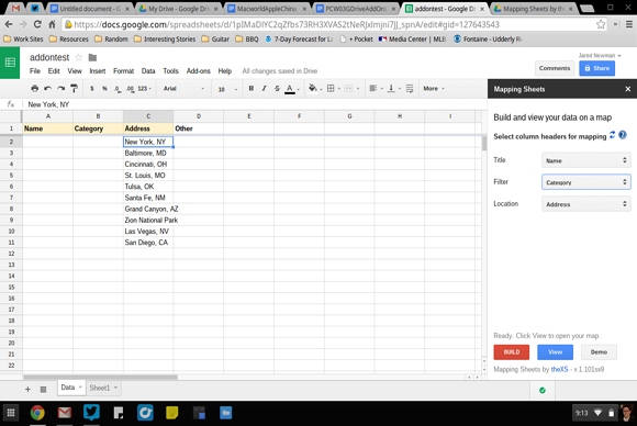 sheets mapping