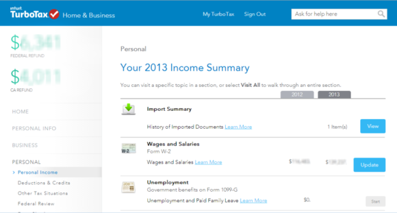 turbotax summary blur