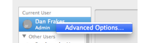 users groups advanced menu
