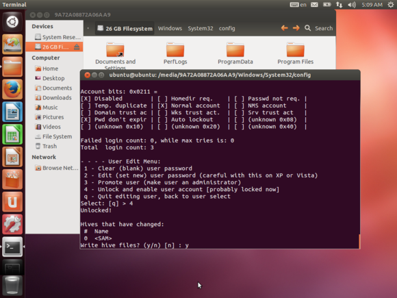 14 unlock administrator account and write changes
