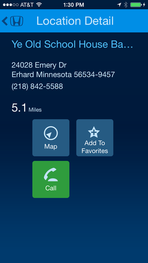 hondalink navigation app screen location detail april 2014