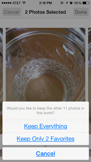 iOS 7 burst mode select