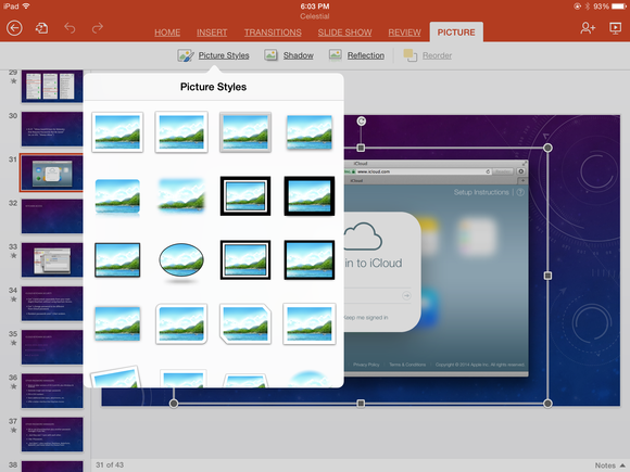 powerpoint ipad picture styles