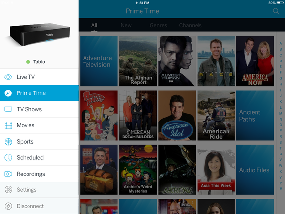 Tablo app on the iPad
