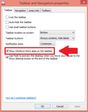 windows 8.1 taskbar properties