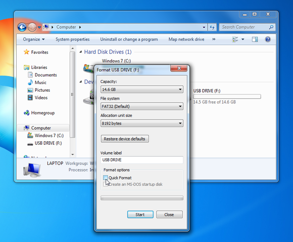 6 full format to wipe external drive