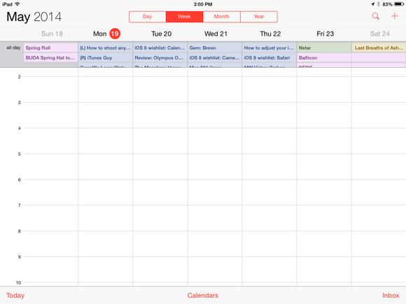 calendar ipad week