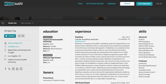 career sushi candidate profile automatic profile export to pdf resume