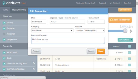 deductr transaction edit