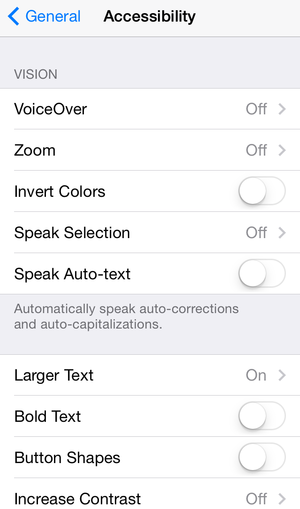 ios 7 accessibility vision