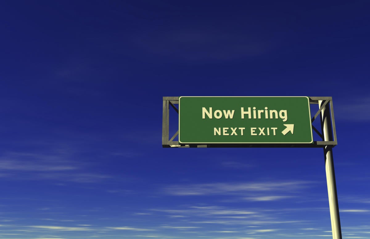 now hiring freeway exit sign 118611210