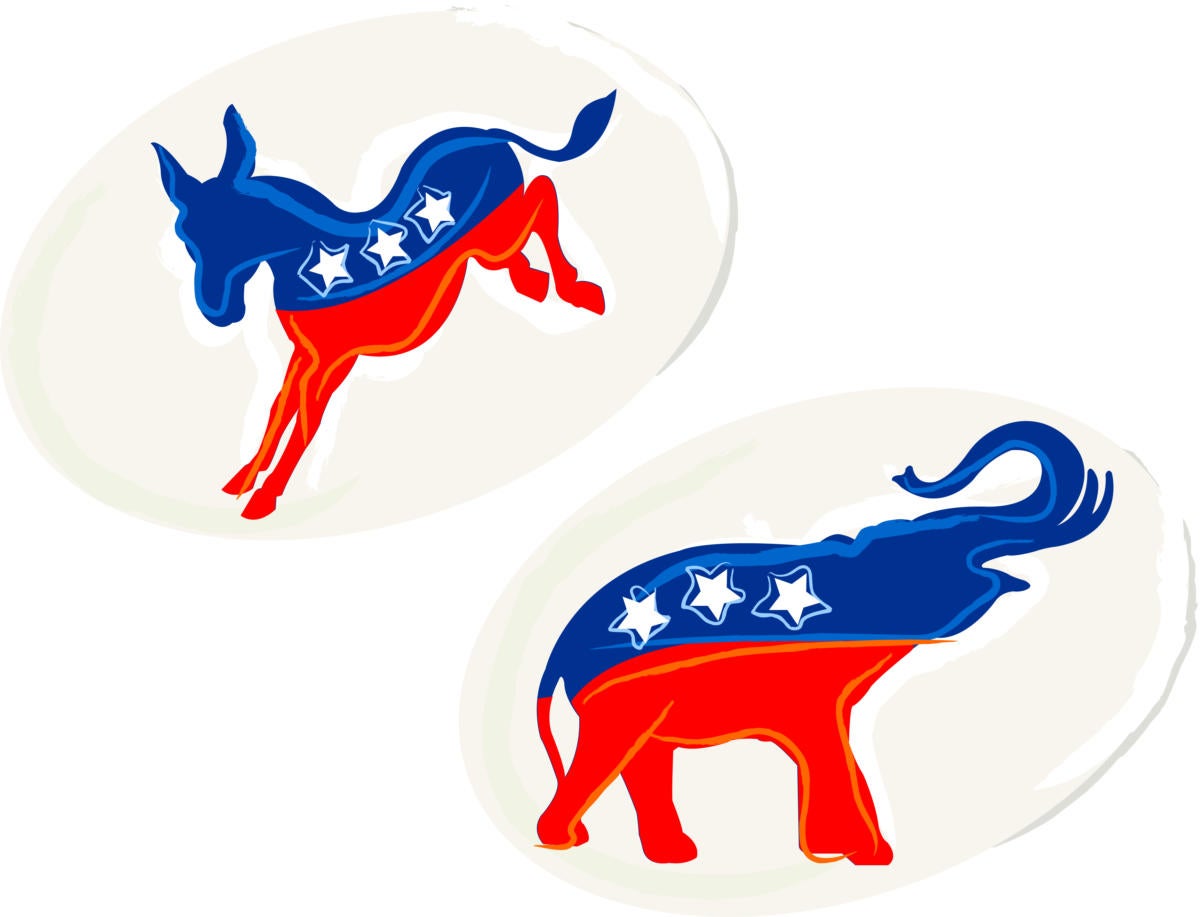 painterly republican and democratic stickers 93128806