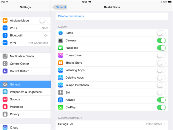 iPad parental controls