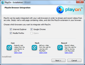 PlayOn browser integration