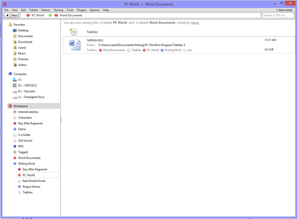 tabbles just word documents